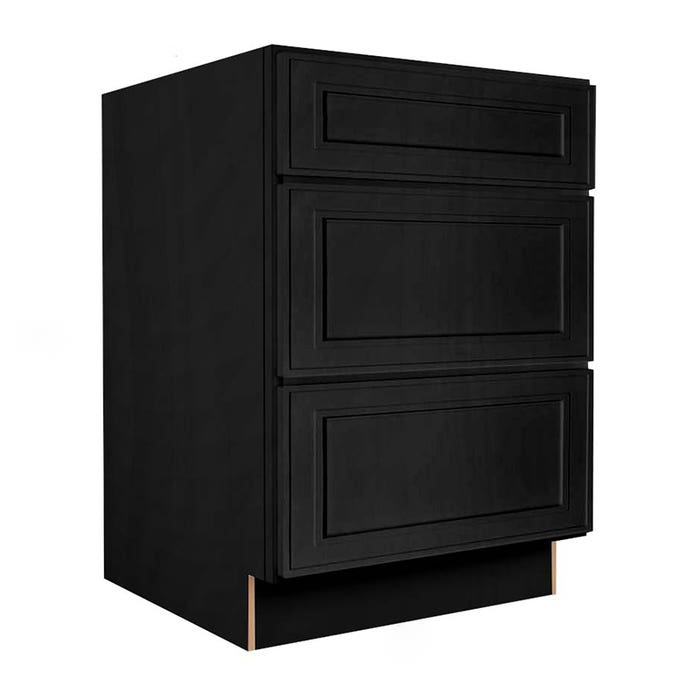 Craftsman Black Shaker 3 Drawer Base Cabinet 24"