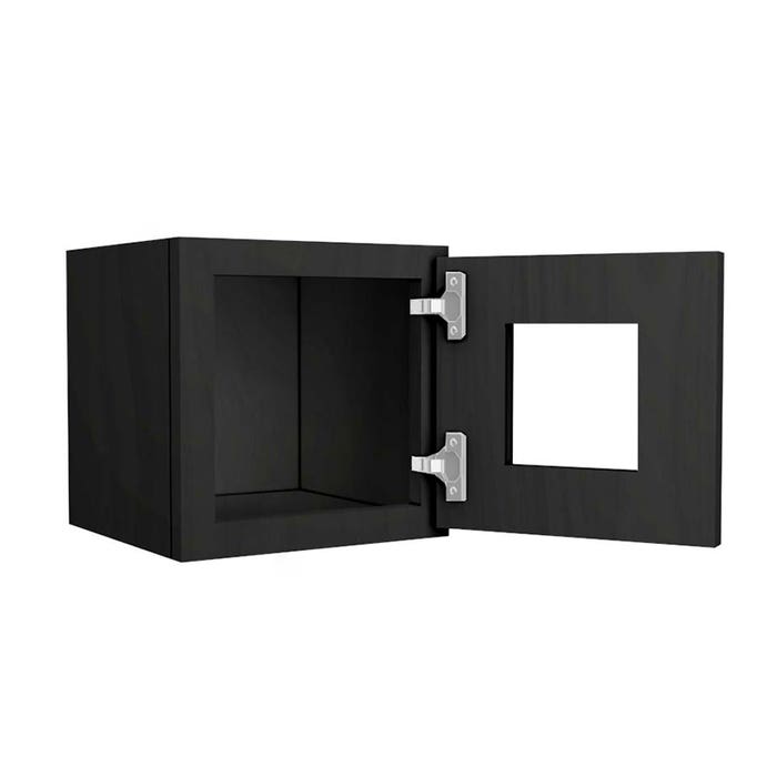 York Driftwood Grey Wall Open Frame Glass Door Cabinet 12"W x 12"H