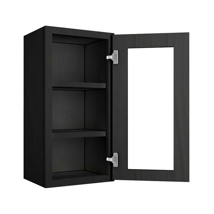 York Driftwood Grey Wall Open Frame Glass Door Cabinet 15"W x 30"H