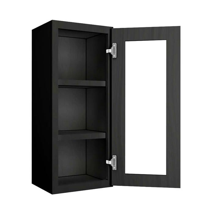 York Driftwood Grey Wall Open Frame Glass Door Cabinet 15"W x 36"H