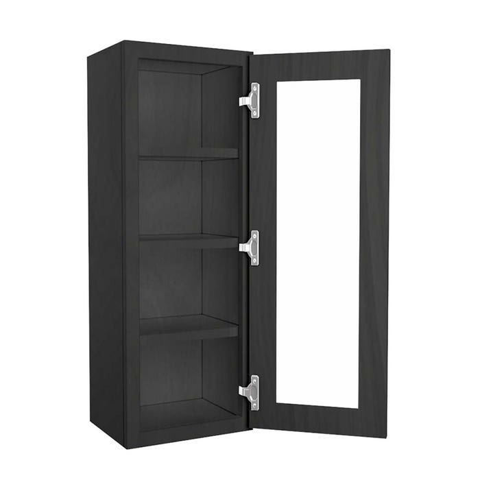York Driftwood Grey Wall Open Frame Glass Door Cabinet 15"W x 42"H