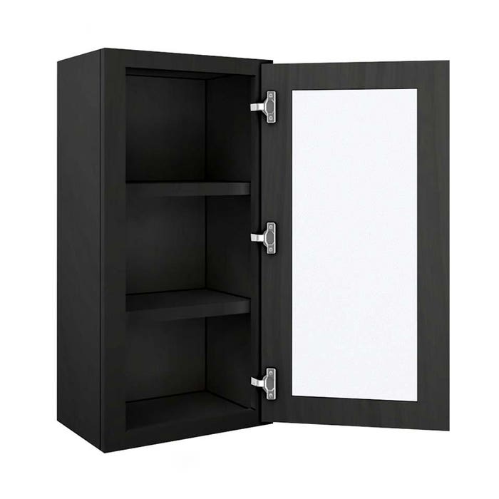 York Driftwood Grey Wall Open Frame Glass Door Cabinet 18"W x 36"H