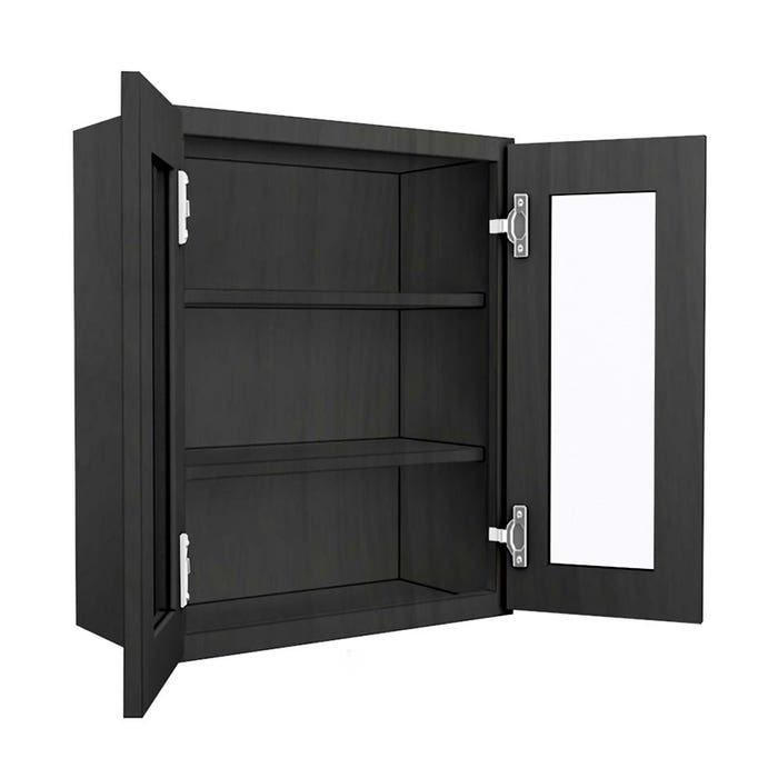 York Driftwood Grey Wall Open Frame Glass Door Cabinet 24"W x 30"H
