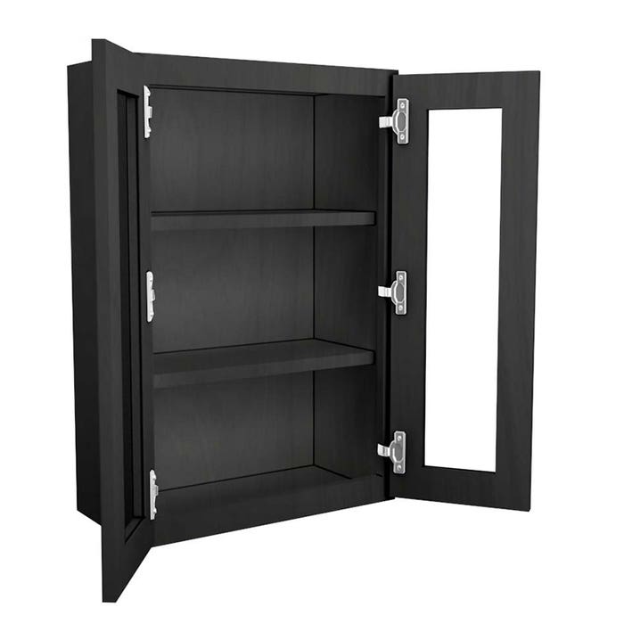 York Driftwood Grey Wall Open Frame Glass Door Cabinet 24"W x 36"H