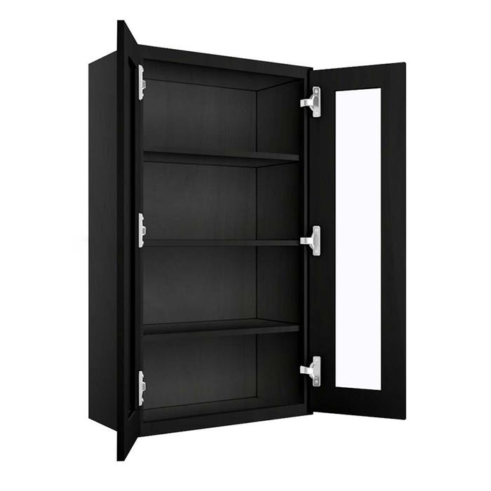 York Driftwood Grey Wall Open Frame Glass Door Cabinet 24"W x 42"H