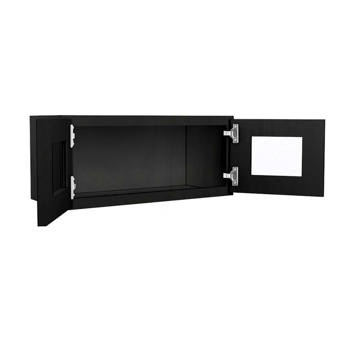 York Driftwood Grey Wall Open Frame Glass Door Cabinet 27"W x 12"H