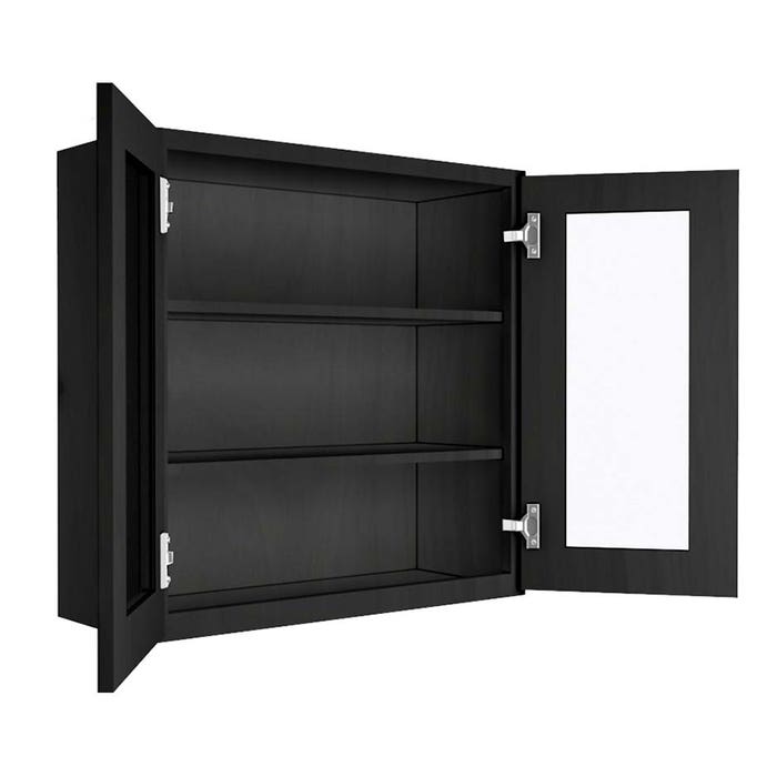 York Driftwood Grey Wall Open Frame Glass Door Cabinet 30"W x 30"H