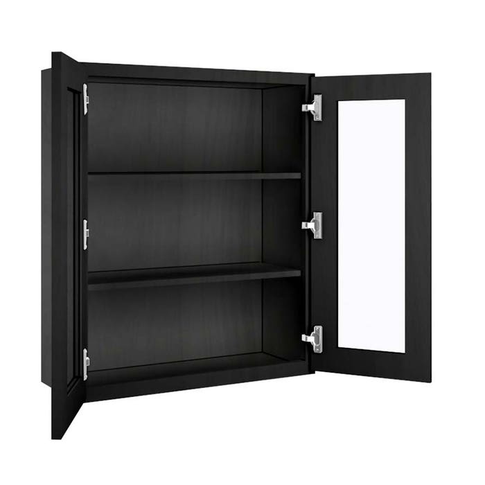 York Driftwood Grey Wall Open Frame Glass Door Cabinet 30"W x 36"H