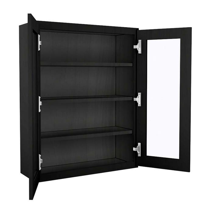 York Driftwood Grey Wall Open Frame Glass Door Cabinet 30"W x 42"H