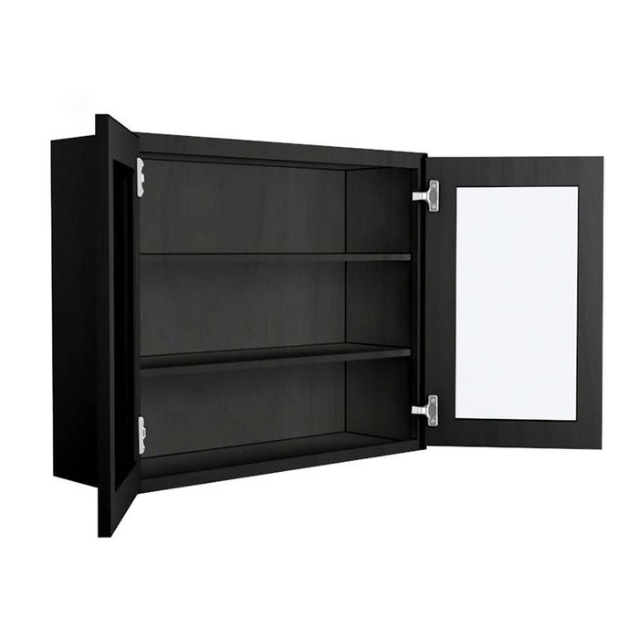 image_1-1444-1.jpg York Driftwood Grey Wall Open Frame Glass Door Cabinet 36"W x 30"H