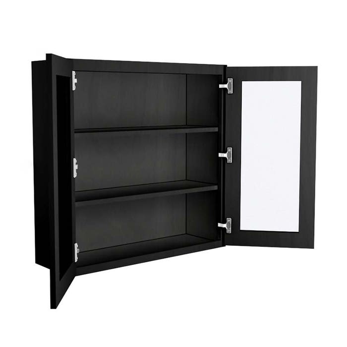 image_1-1446-1.jpg York Driftwood Grey Wall Open Frame Glass Door Cabinet 36"W x 36"H