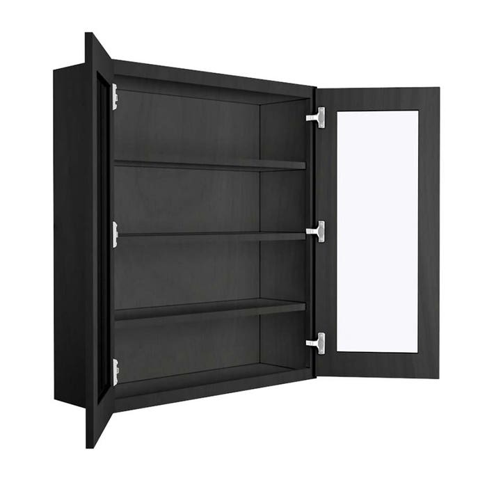 image_1-1448-1.jpg York Driftwood Grey Wall Open Frame Glass Door Cabinet 36"W x 42"H