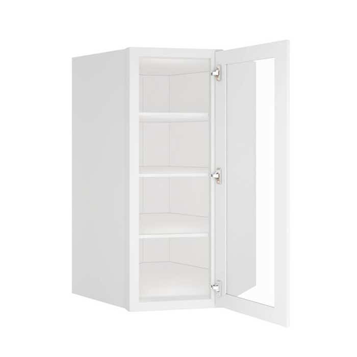 Colorado Shaker White Wall Diagonal Open Frame Glass Door Cabinet 27"W x 42"H x 15"D