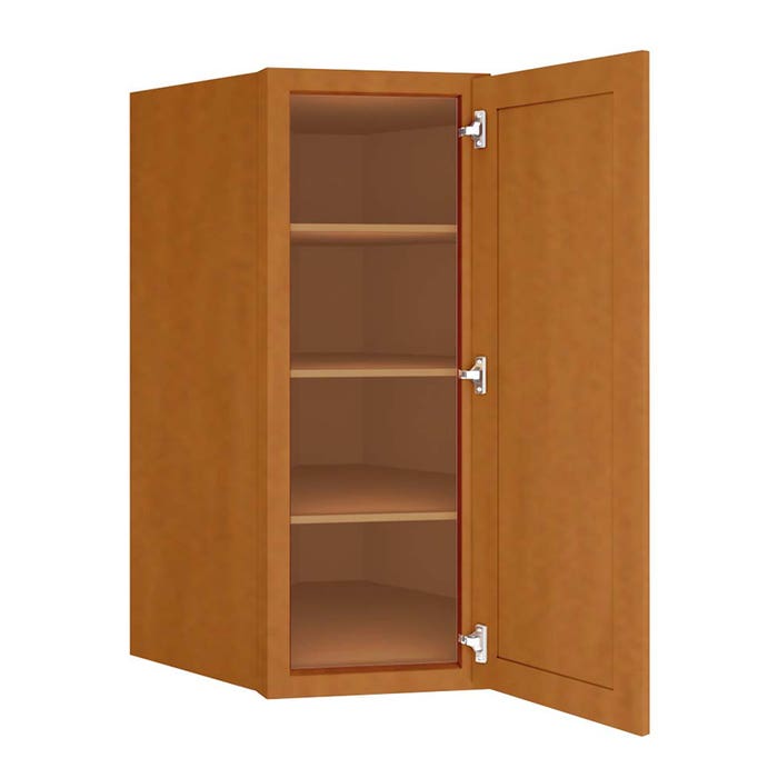 Charleston Toffee Wall Diagonal Corner Cabinet 27"W x 42"H x 15"D