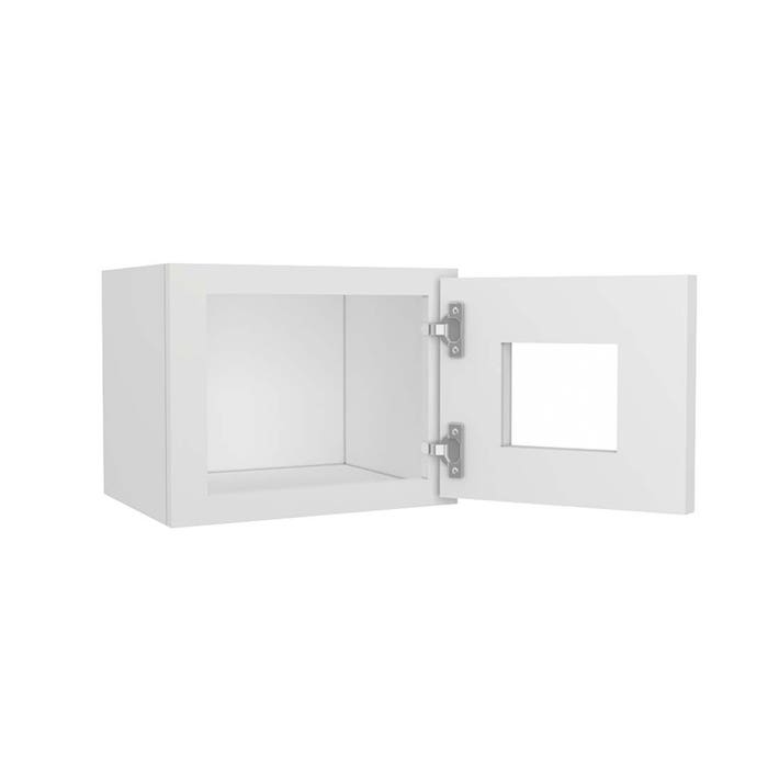 Craftsman White Shaker Wall Glass Door Cabinet with Finished Interior 15" x 12"