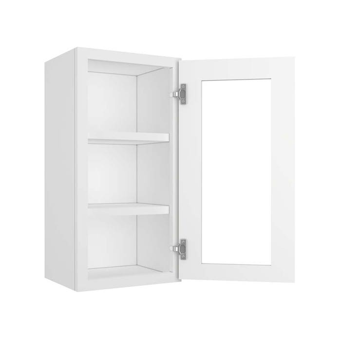 image_1-345-1.jpg Craftsman White Shaker Wall Open Frame Glass Door Cabinet 15"W x 30"H