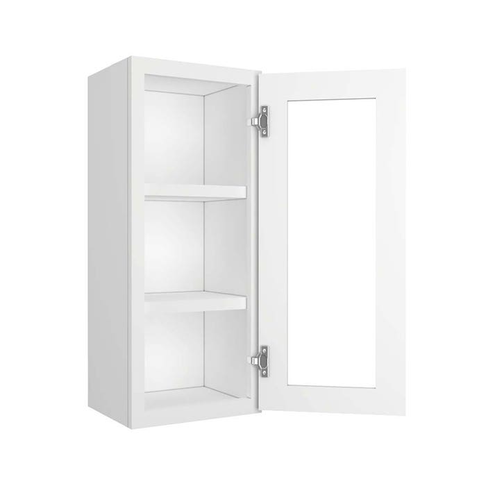 Craftsman White Shaker Wall Open Frame Glass Door Cabinet 15"W x 36"H