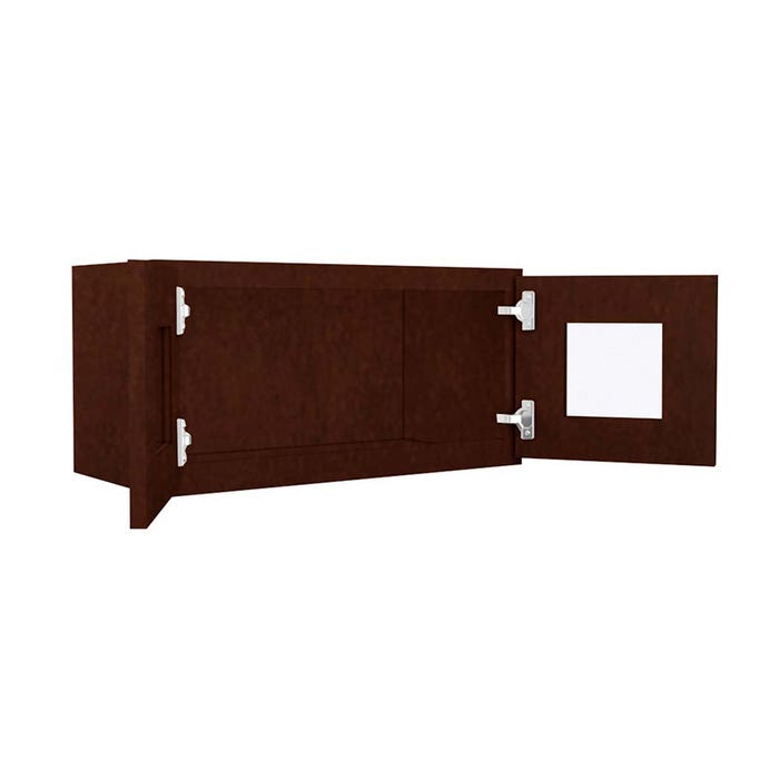 Wall Glass Door Cabinet with Finished Interior 24" x 12"