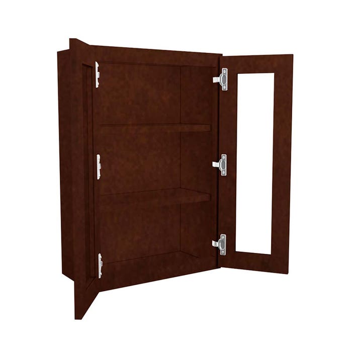 Wall Glass Door Cabinet with Finished Interior 24" x 36"