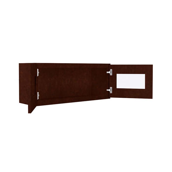 Wall Glass Door Cabinet with Finished Interior 36" x 12"