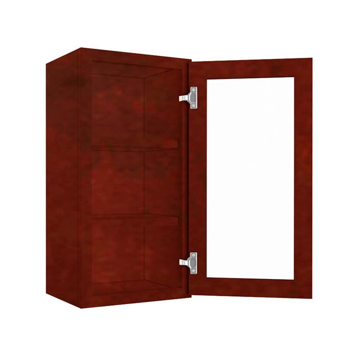 Wall Glass Door Cabinet with Finished Interior 15" x 30"