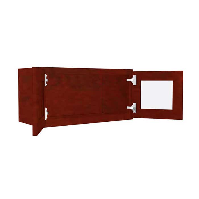 Wall Glass Door Cabinet with Finished Interior 24" x 12"