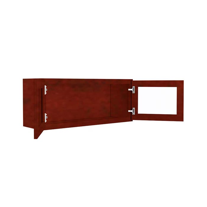 Wall Glass Door Cabinet with Finished Interior 36" x 12"