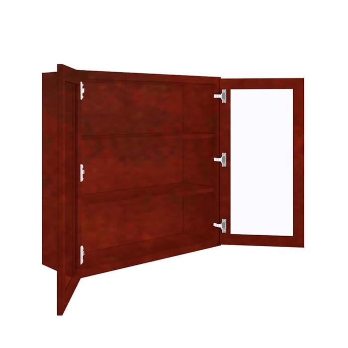 Wall Glass Door Cabinet with Finished Interior 36" x 36"