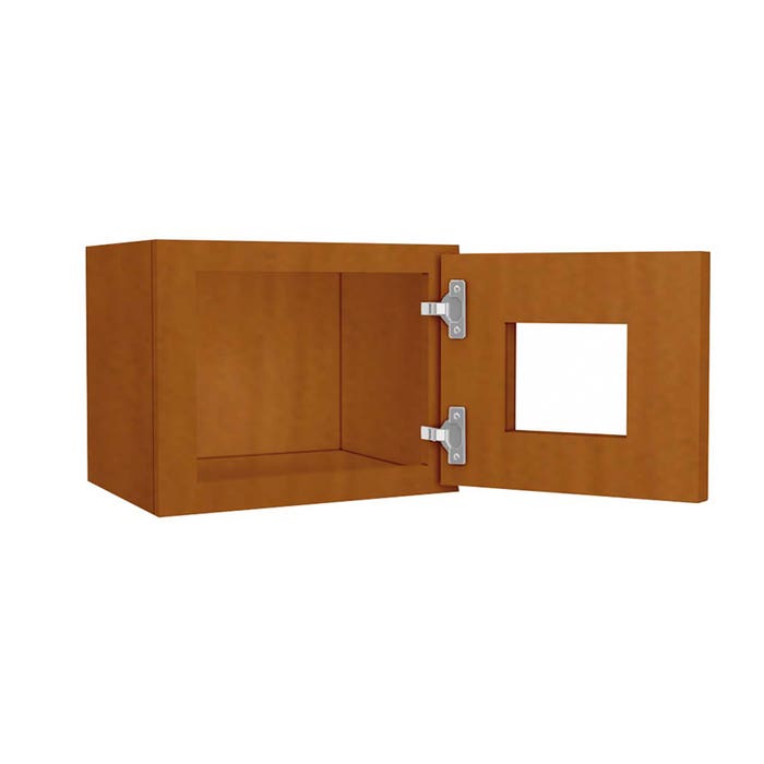 Wall Glass Door Cabinet with Finished Interior 15" x 12"