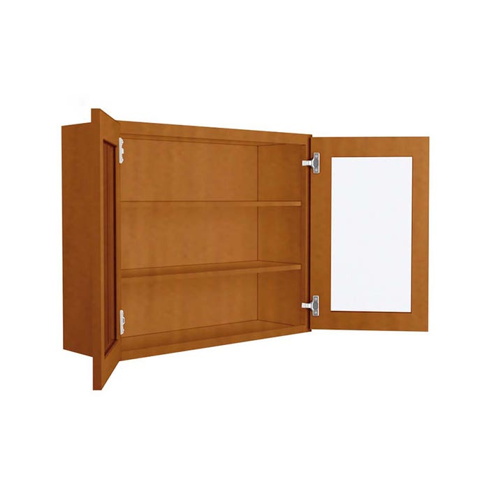 Wall Glass Door Cabinet with Finished Interior 36" x 30"