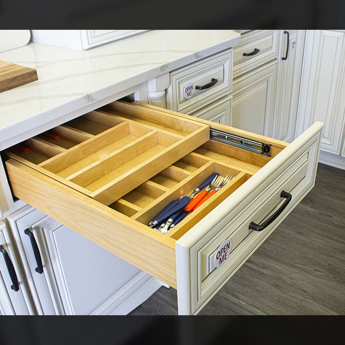 24" Two Tier Wood Cutlery Drawer