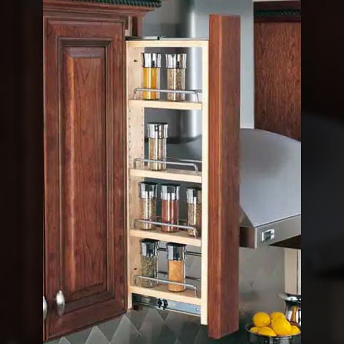 Wall Filler Pull-Out with Adjustable Shelves - Fits Best in Behind 3" Filler 30" Tall