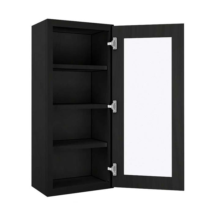York Driftwood Grey Wall Open Frame Glass Door Cabinet 18"W x 42"H