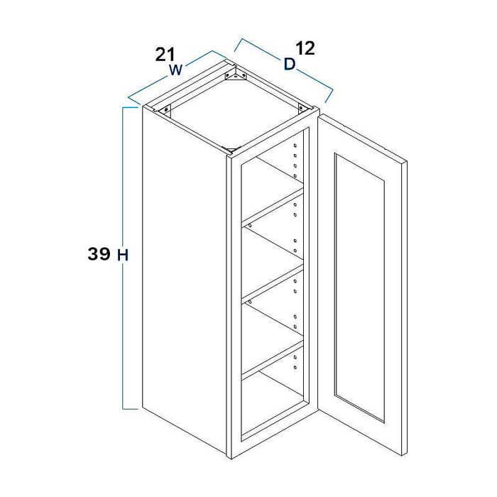 Colorado Shaker White Wall Cabinet 21"W x 39"H