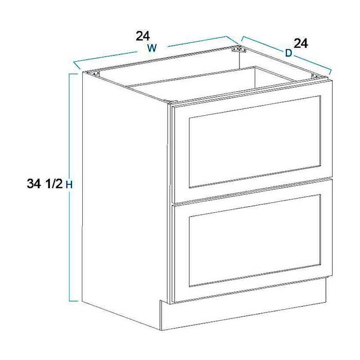 York Driftwood Grey Two Drawer Base Cabinet 24"