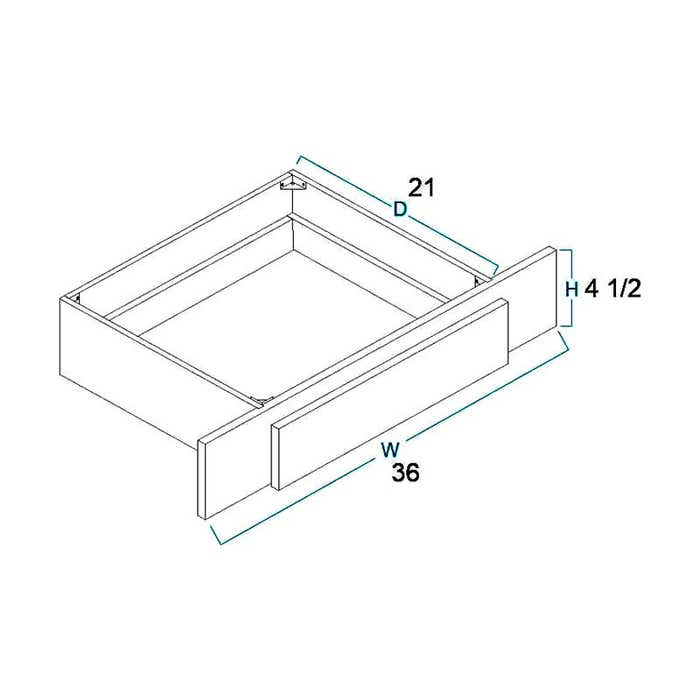 York Driftwood Grey Knee Drawer 36"W x 4-1/2"H