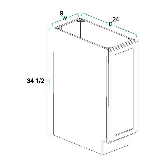 Grey Shaker Elite Base Full Height Door Cabinet 9"