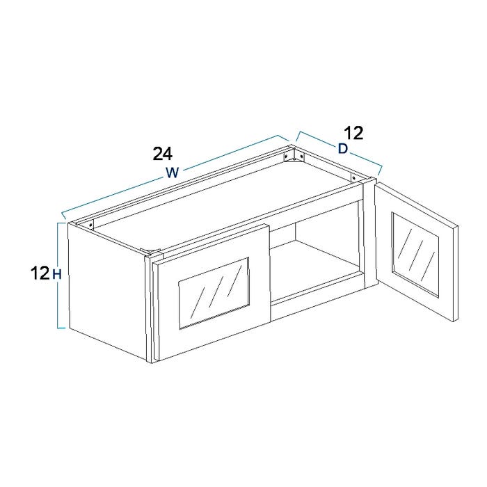 image_2-1550-1.jpg Grey Shaker Elite Wall Open Frame Glass Door Cabinet 24W" x 12"H