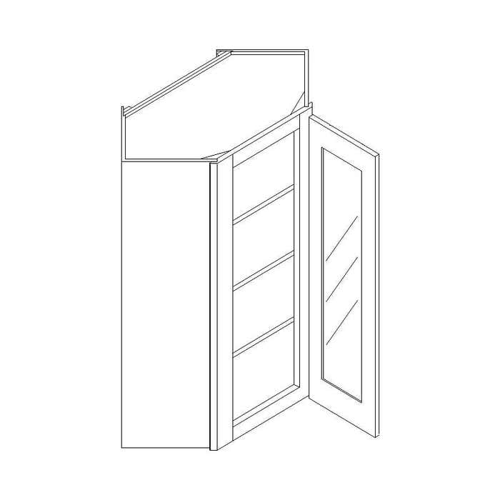 Colorado Shaker White Wall Diagonal Open Frame Glass Door Cabinet 27"W x 42"H x 15"D