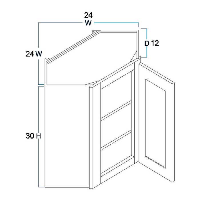 Summit Shaker White Wall Diagonal Corner Cabinet 24"W x 30"H