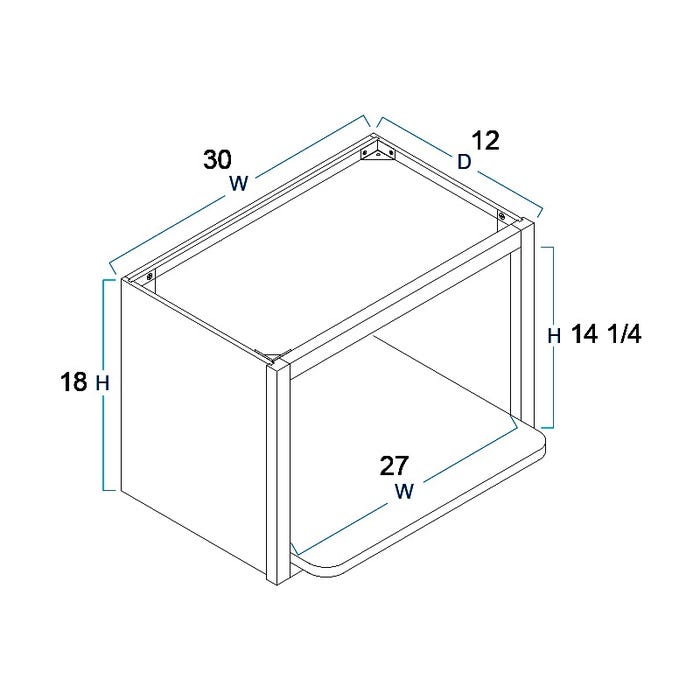 MS3018 - Wall Microwave Shelf Cabinet 30" x 42"