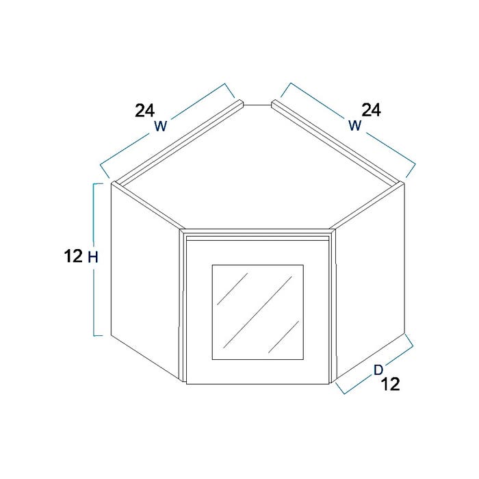 WDC2412BGFI - Wall Diagonal Beveled Glass Door with Finished Interior