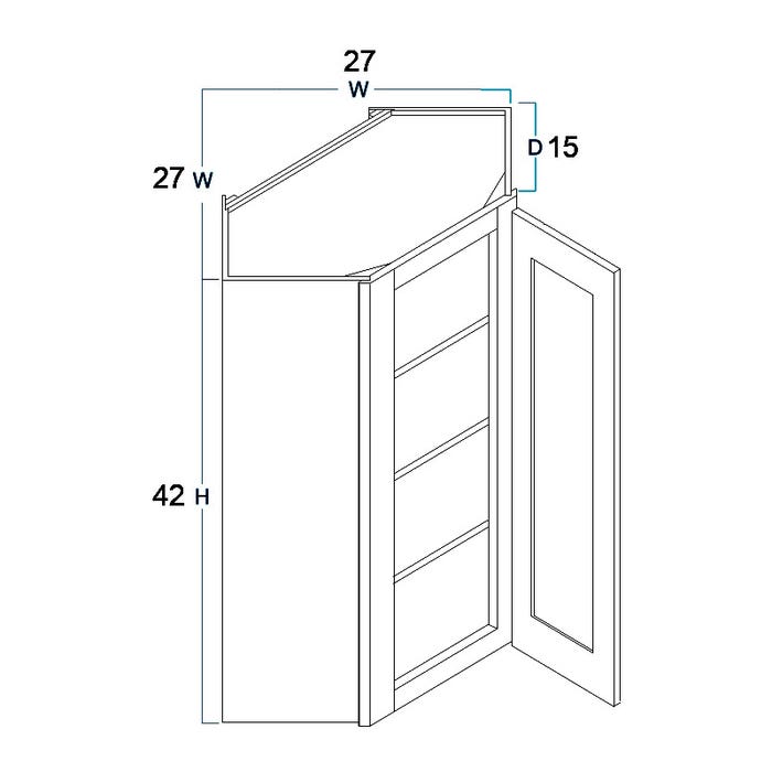 Charleston Toffee Wall Diagonal Corner Cabinet 27"W x 42"H x 15"D