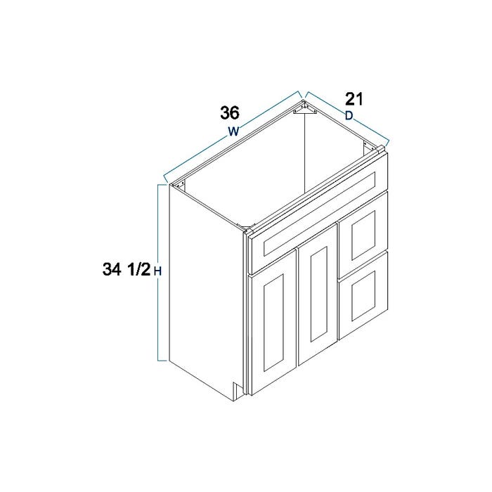 V3621D-R - Vanity Sink Base Drawer Right Cabinet 36"