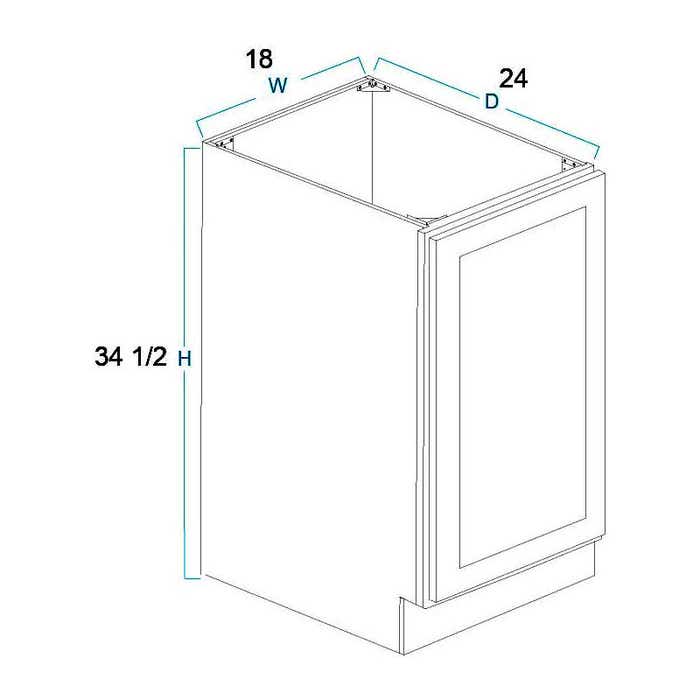 Craftsman White Shaker Base Full Height Door Cabinet 18"