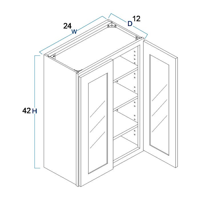 image_2-3086-1.jpg Wall Open Frame Glass Door Cabinet with Finished Interior 24" x 42"