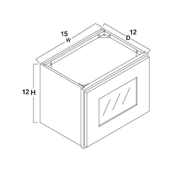 Craftsman White Shaker Wall Glass Door Cabinet with Finished Interior 15" x 12"
