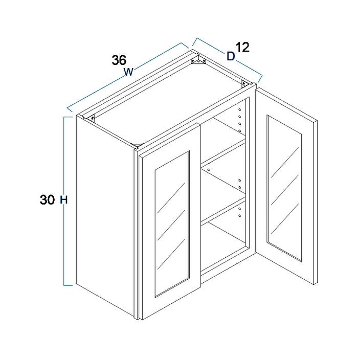 image_2-3502-1.jpg Wall Glass Door Cabinet with Finished Interior 36" x 30"