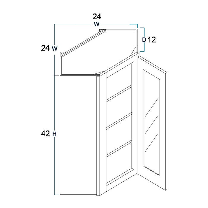 image_2-3530-1.jpg Wall Diagonal Glass Door Cabinet with Finished Interior 24" x 42"