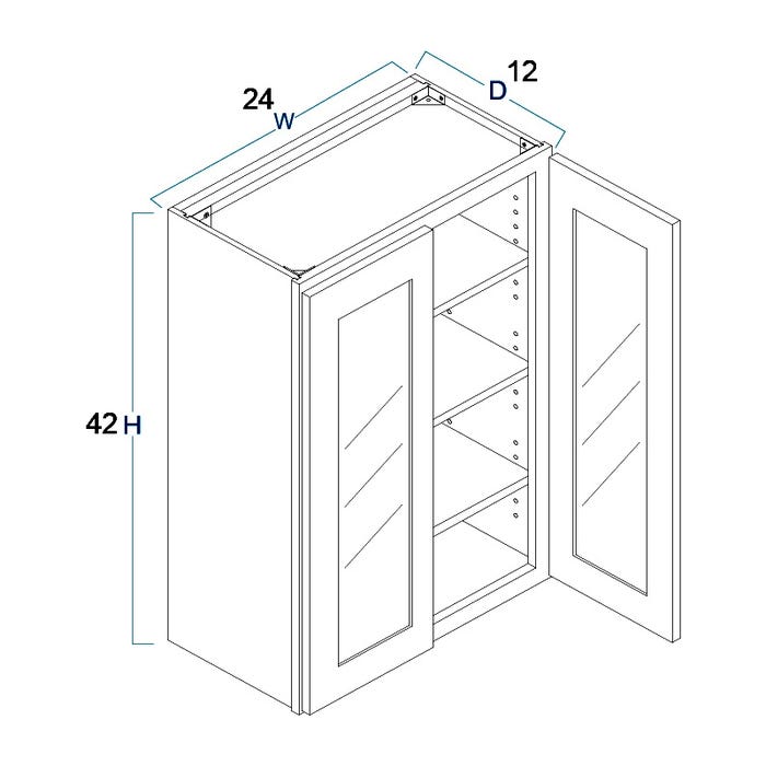 image_2-3687-1.jpg Wall Glass Door Cabinet with Finished Interior 24" x 42"